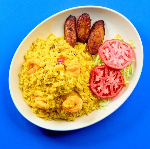 Arroz Con Pollo with Shrimp.