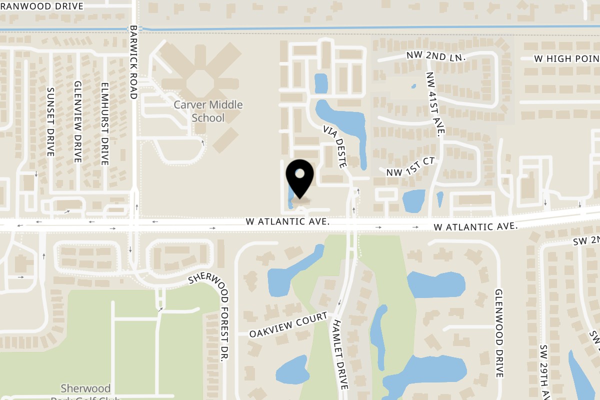 Map showing the location of La Bamba Mexican and Spanish Restaurant La Bamba Delray on 4285 W Atlantic Ave in Delray Beach